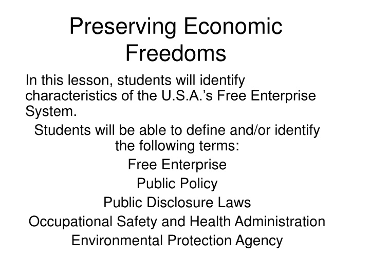 preserving economic freedoms in this lesson