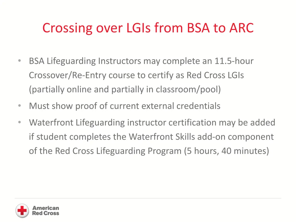 crossing over lgis from bsa to arc