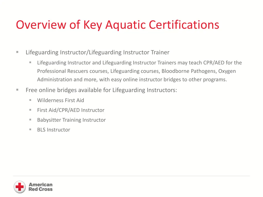 overview of key aquatic certifications
