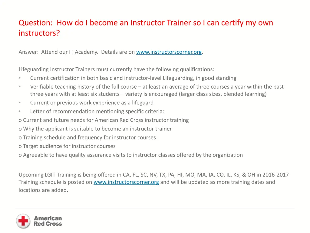 question how do i become an instructor trainer