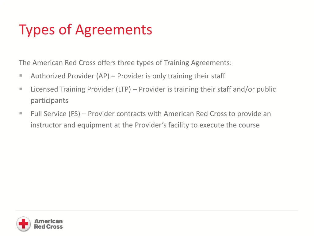 types of agreements