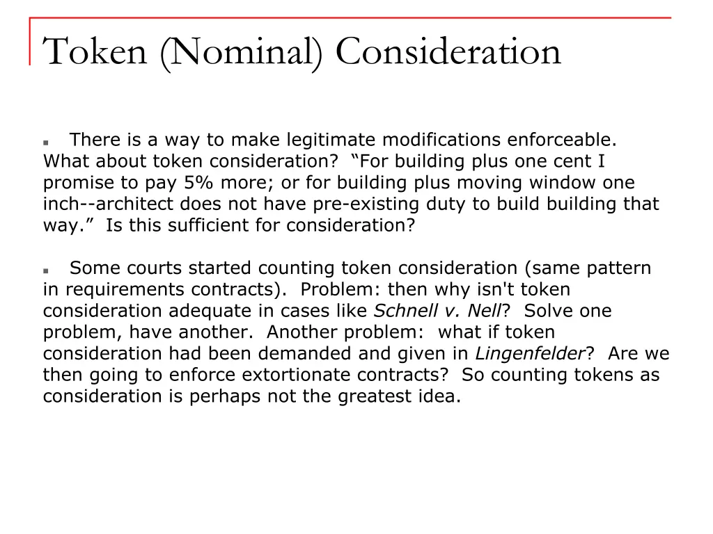 token nominal consideration