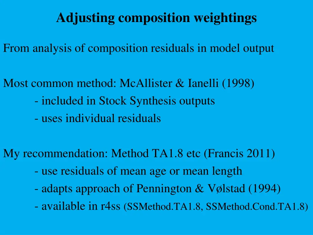 adjusting composition weightings