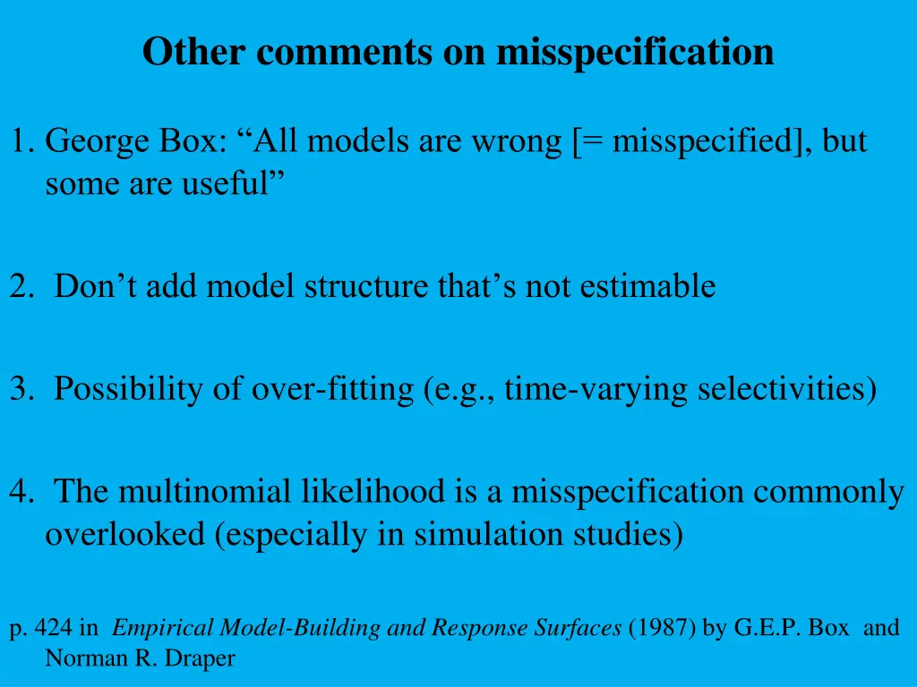 other comments on misspecification