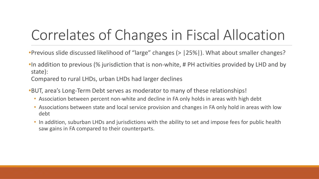 correlates of changes in fiscal allocation 1