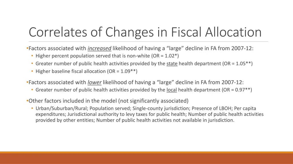 correlates of changes in fiscal allocation