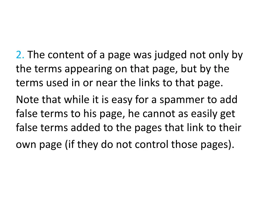 2 the content of a page was judged not only