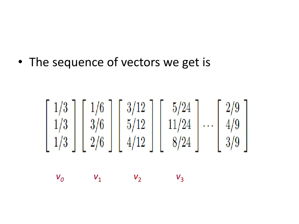 the sequence of vectors we get is