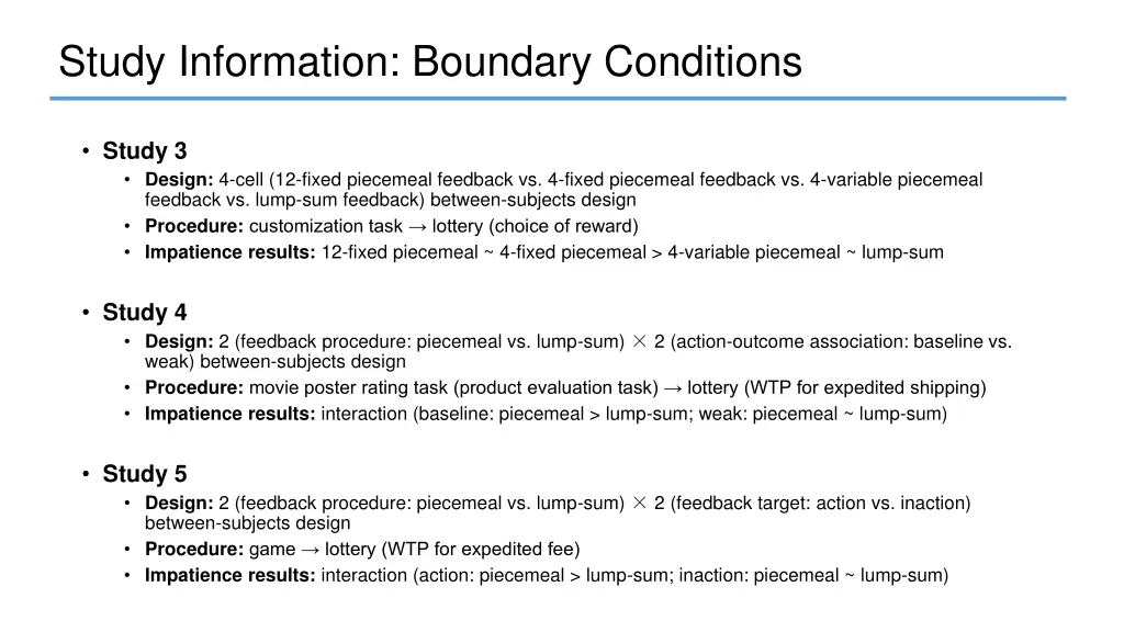 study information boundary conditions