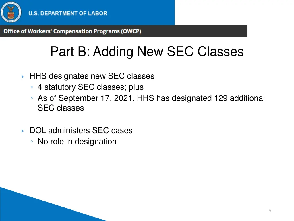 part b adding new sec classes