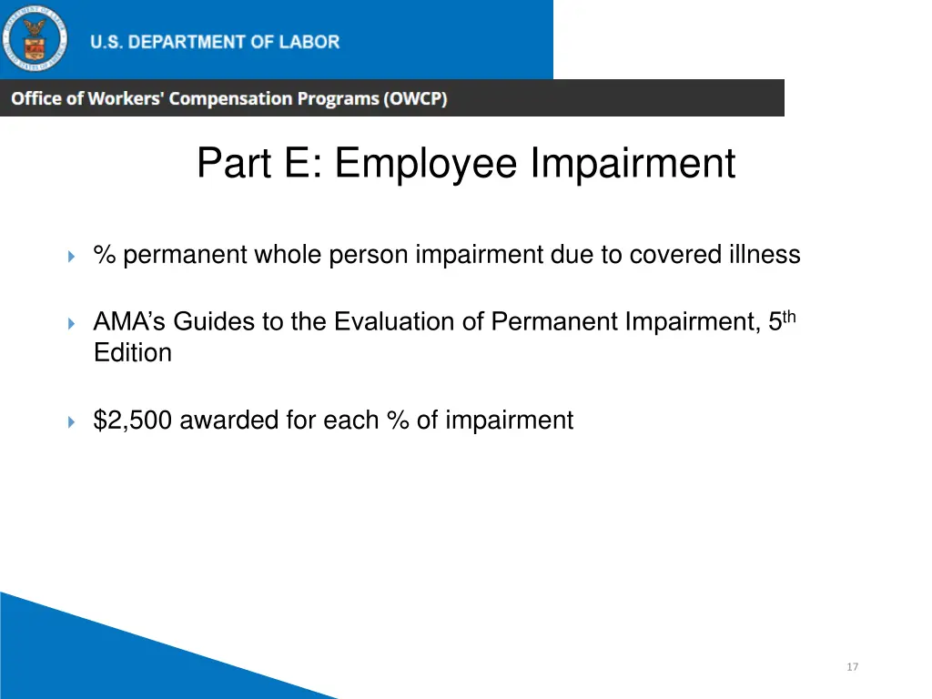 part e employee impairment