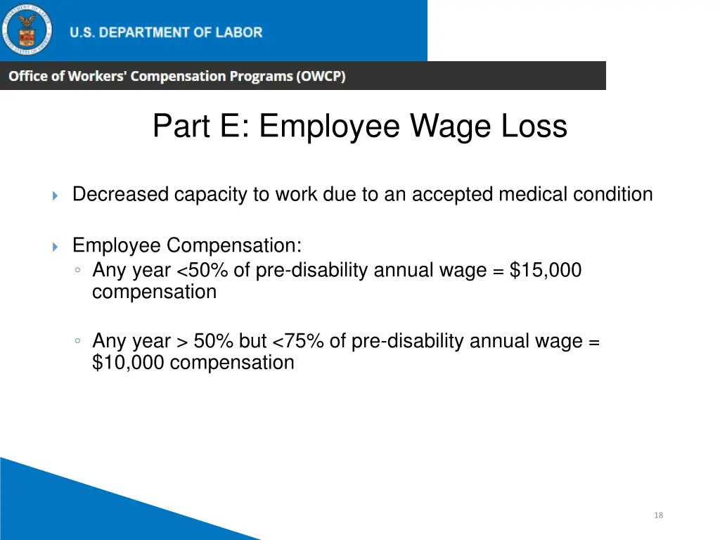 part e employee wage loss