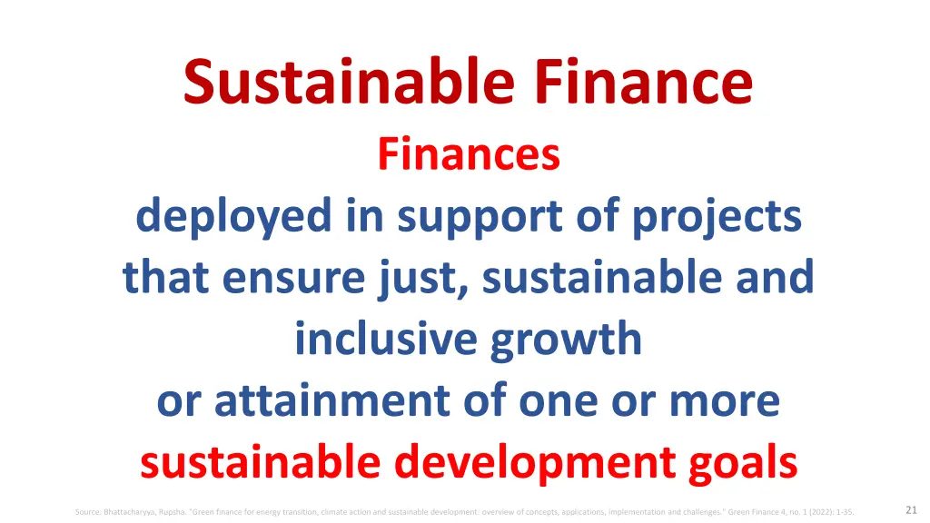 sustainable finance finances deployed in support
