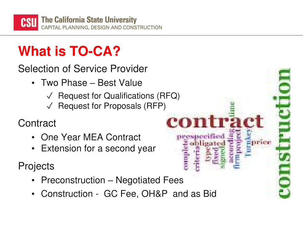 what is to ca selection of service provider