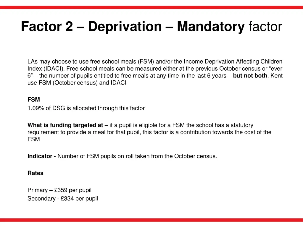 factor 2 deprivation mandatory factor