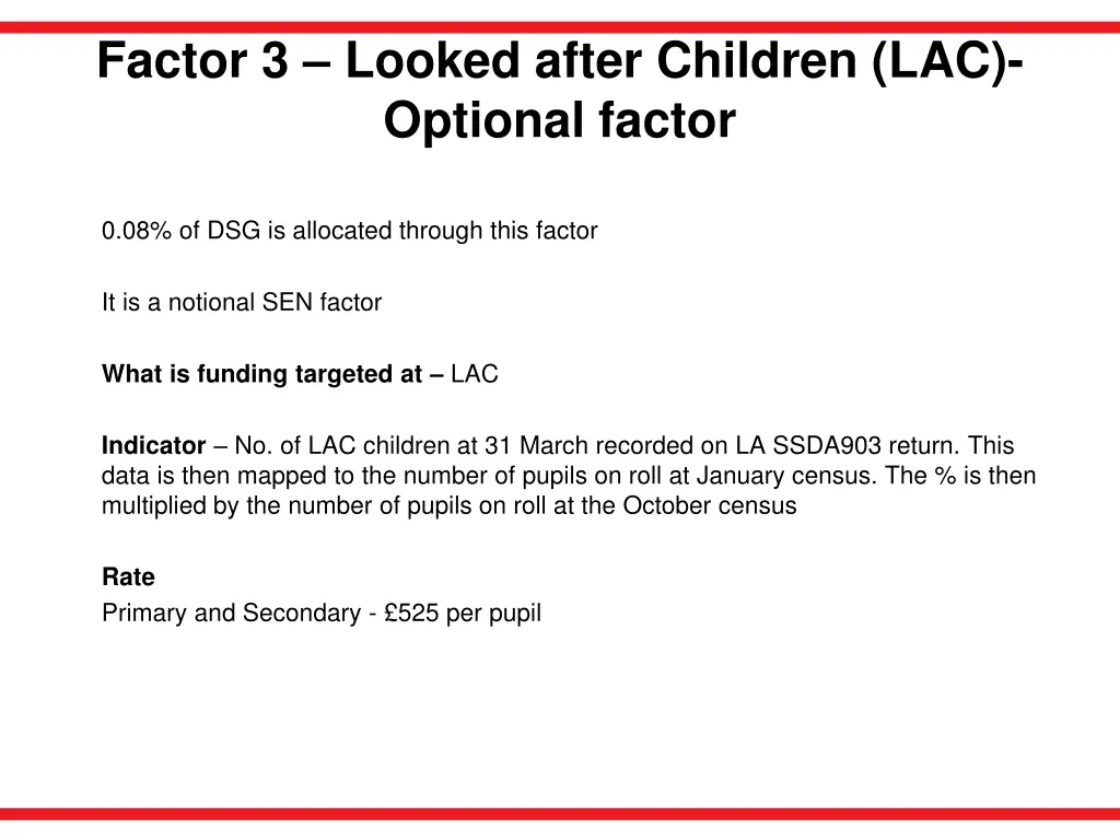 factor 3 looked after children lac optional factor
