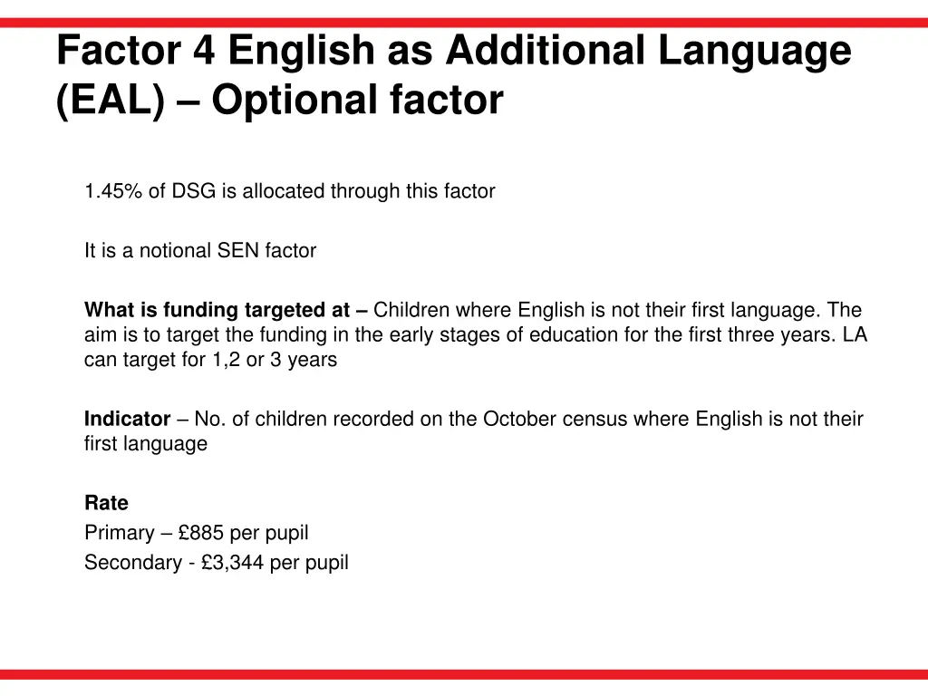 factor 4 english as additional language