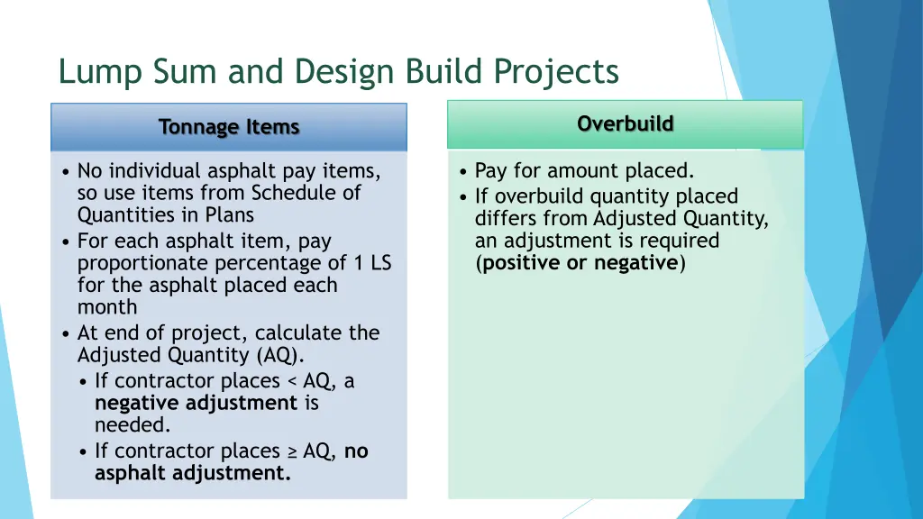 lump sum and design build projects