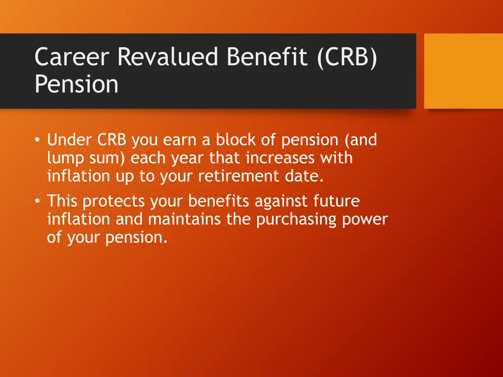career revalued benefit crb pension