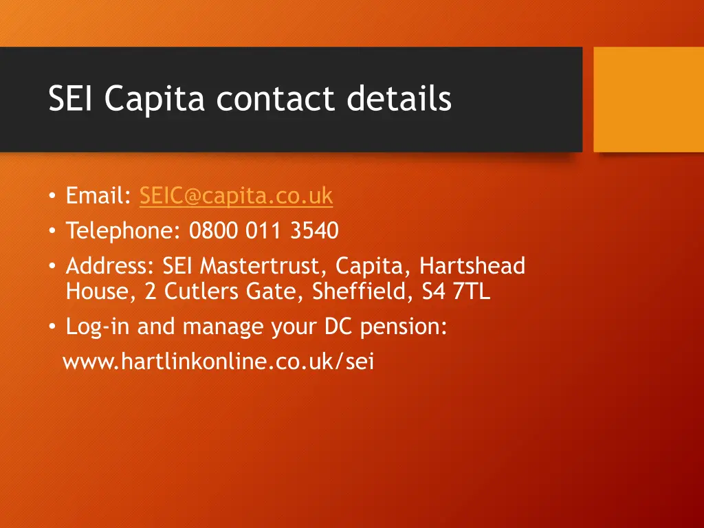 sei capita contact details