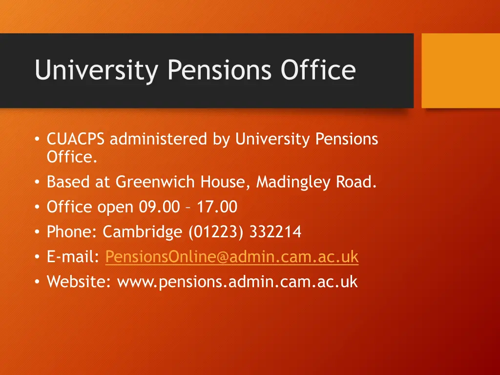 university pensions office