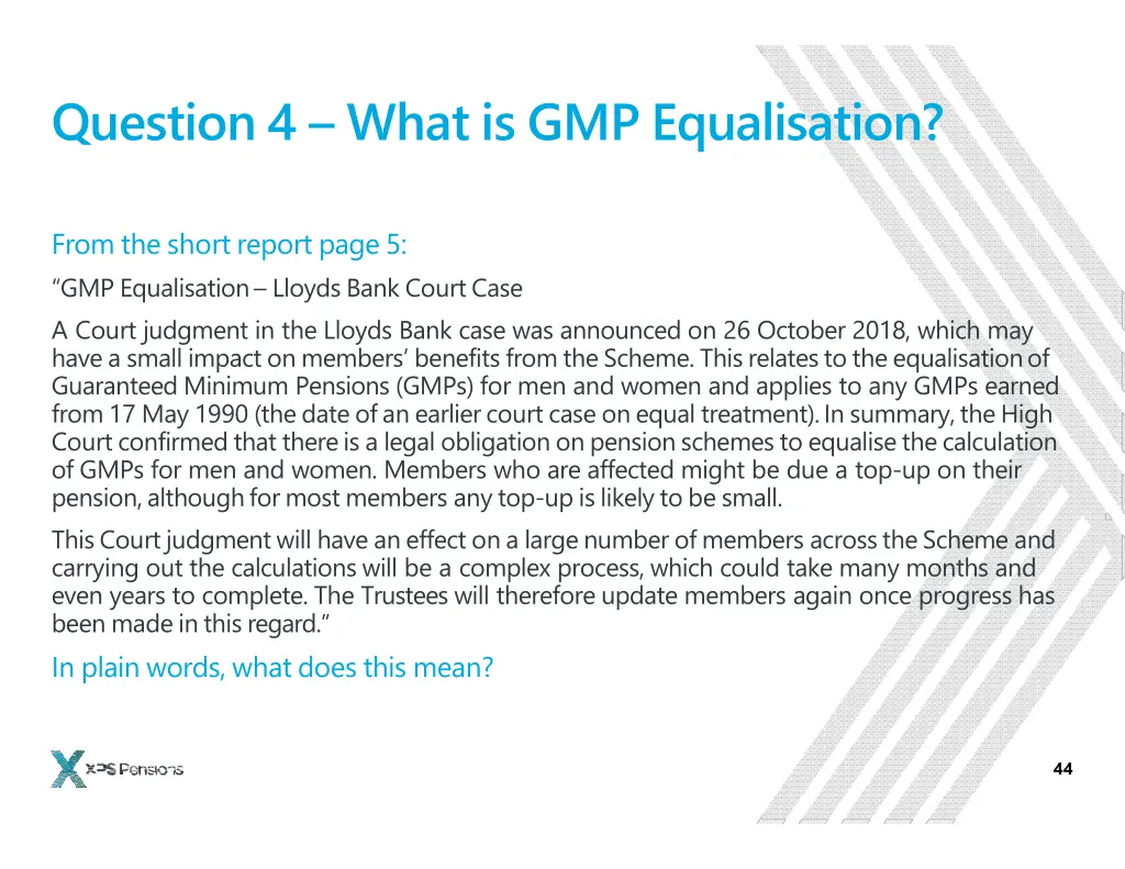 question4 what is gmp equalisation