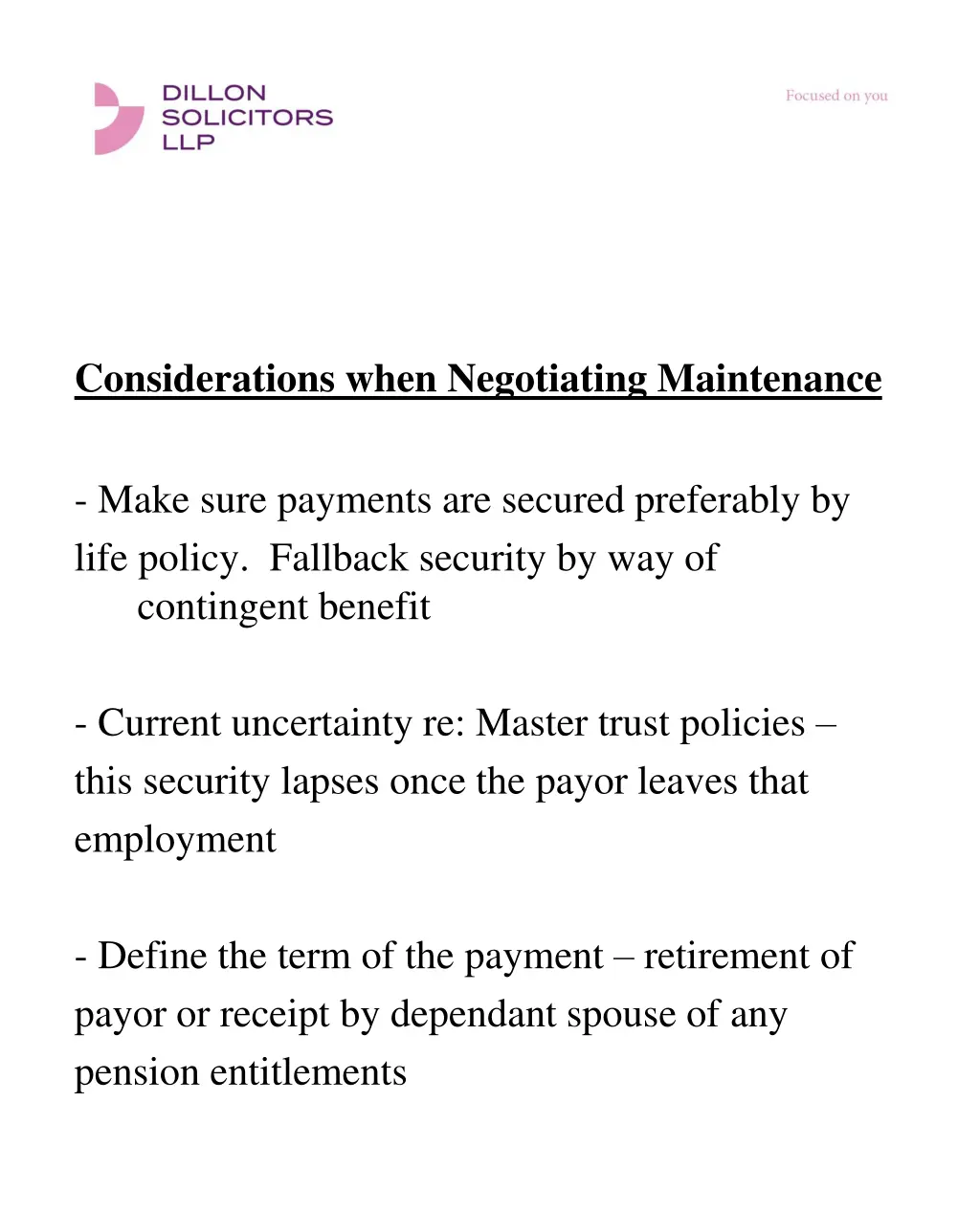 considerations when negotiating maintenance