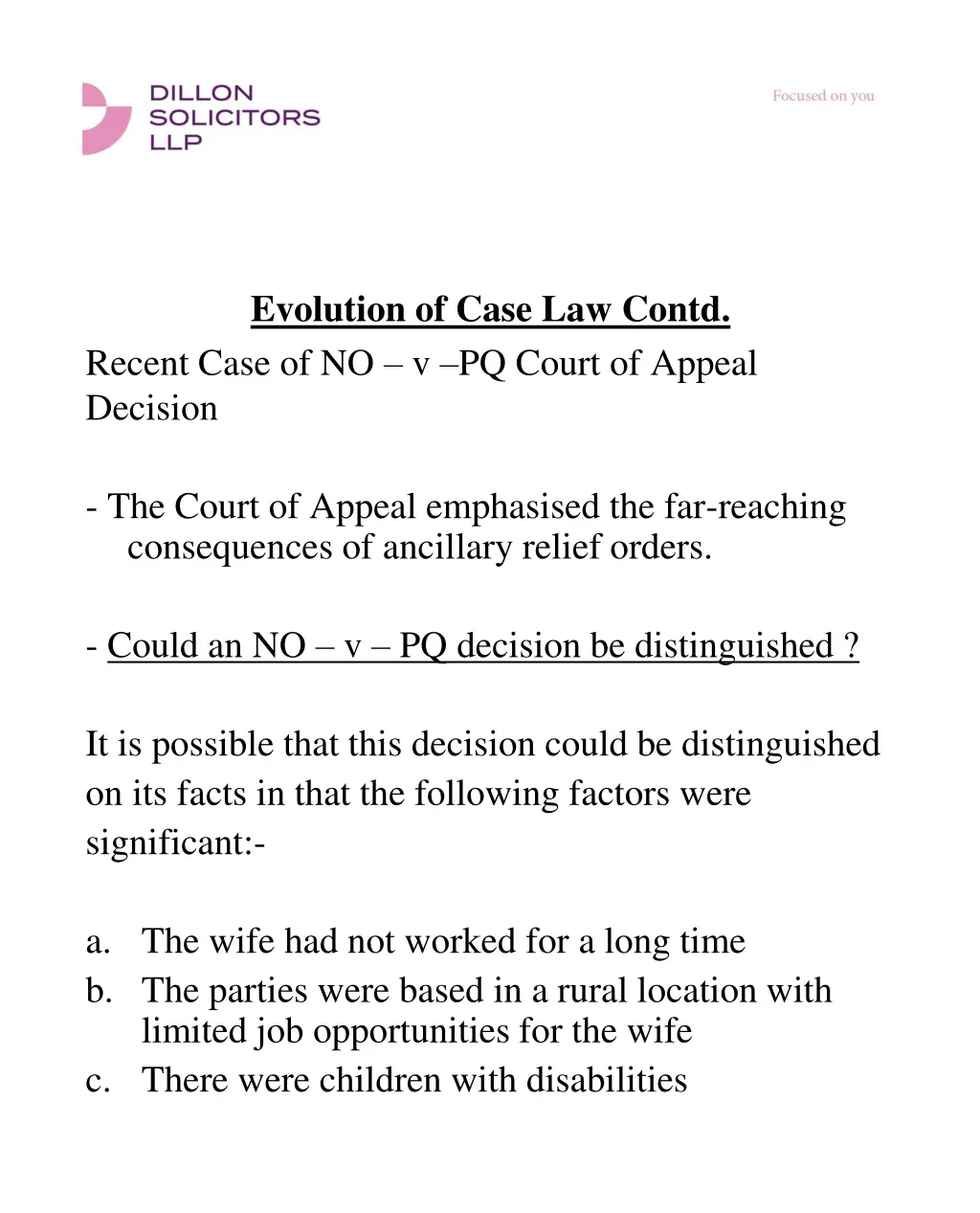evolution of case law contd recent case 3