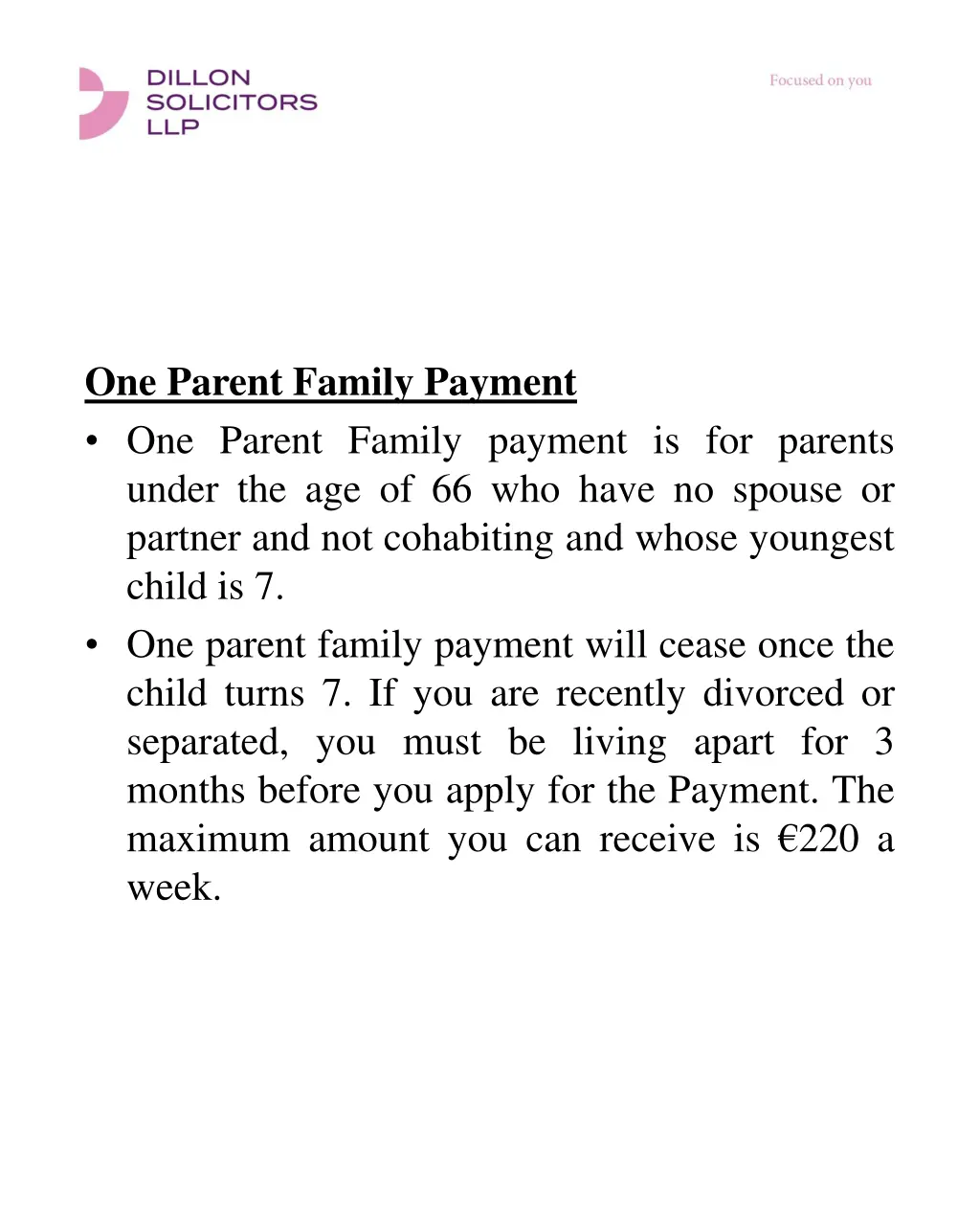 one parent family payment one parent family
