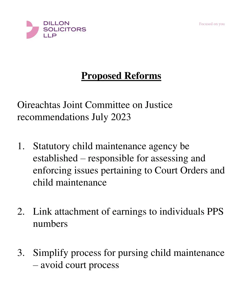 proposed reforms