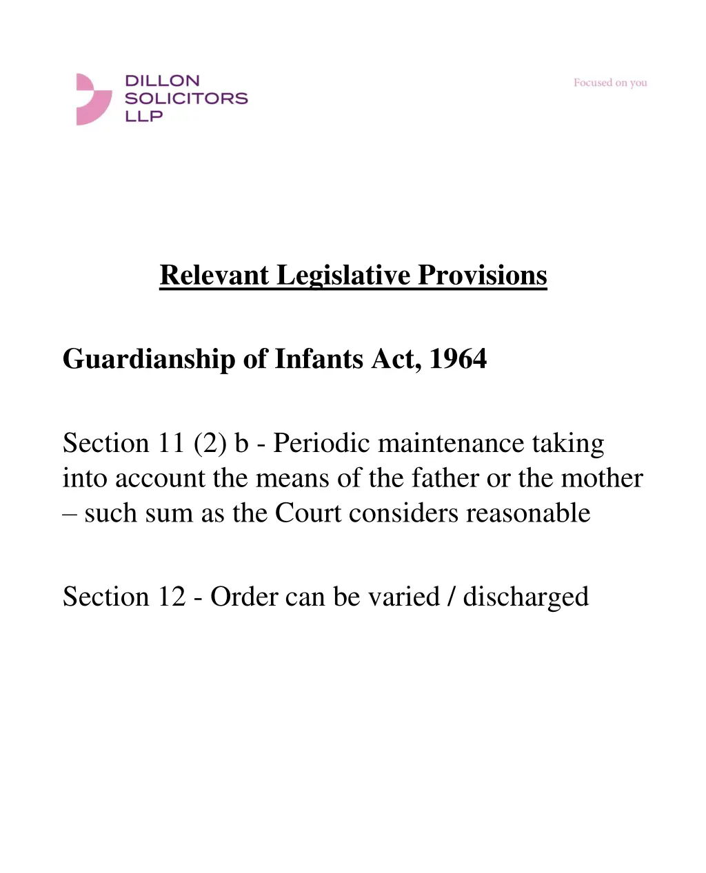 relevant legislative provisions