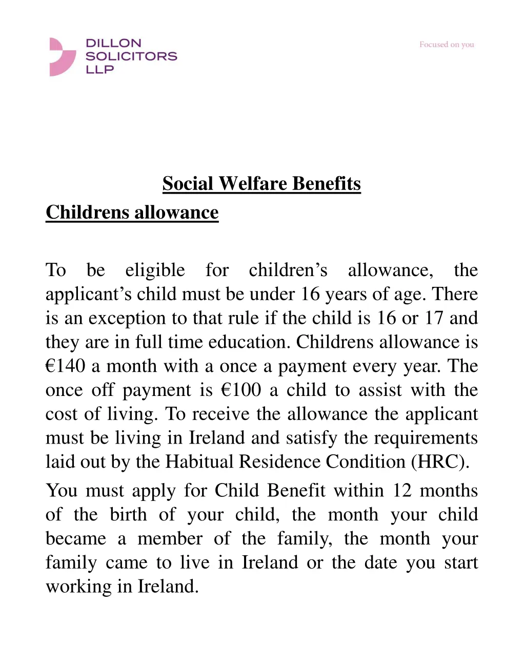 social welfare benefits