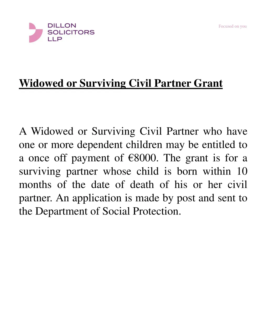 widowed or surviving civil partner grant