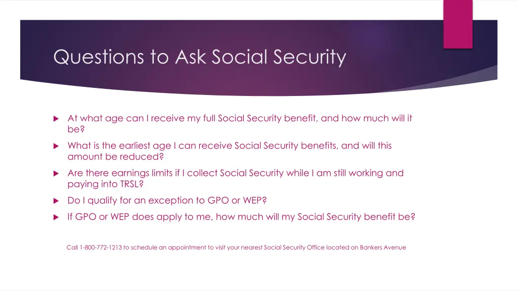 questions to ask social security