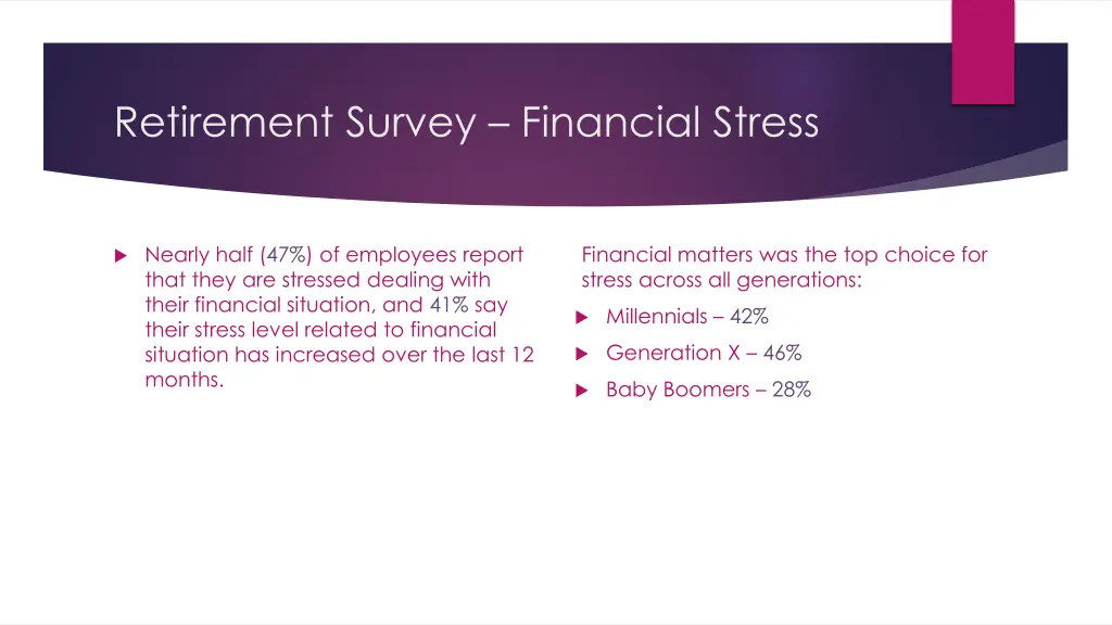 retirement survey financial stress
