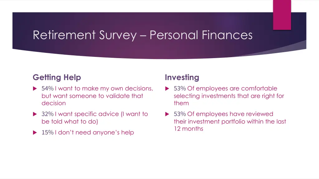 retirement survey personal finances