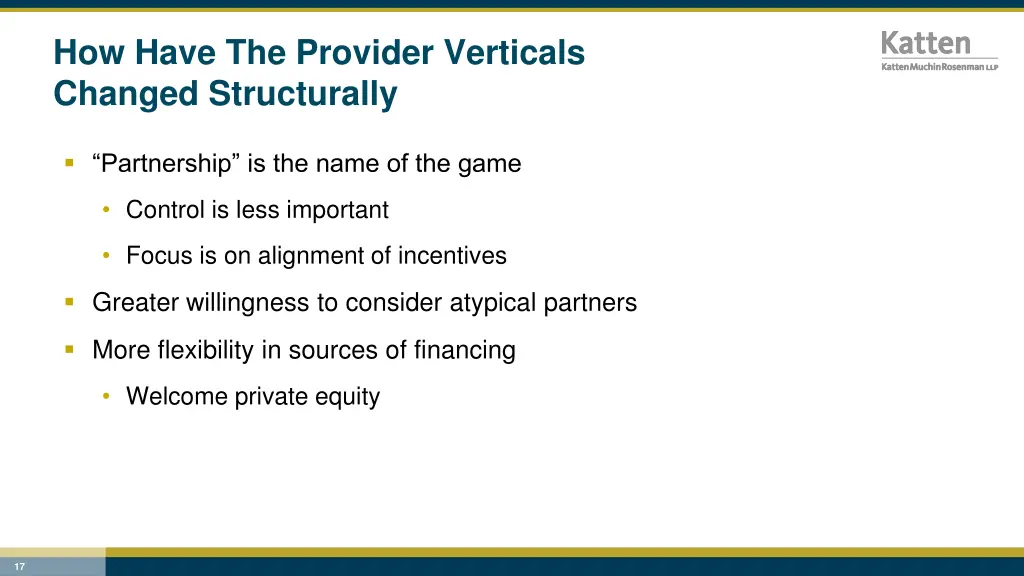 how have the provider verticals changed
