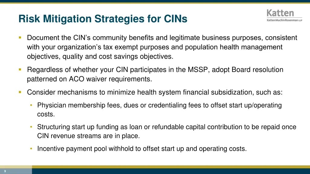 risk mitigation strategies for cins