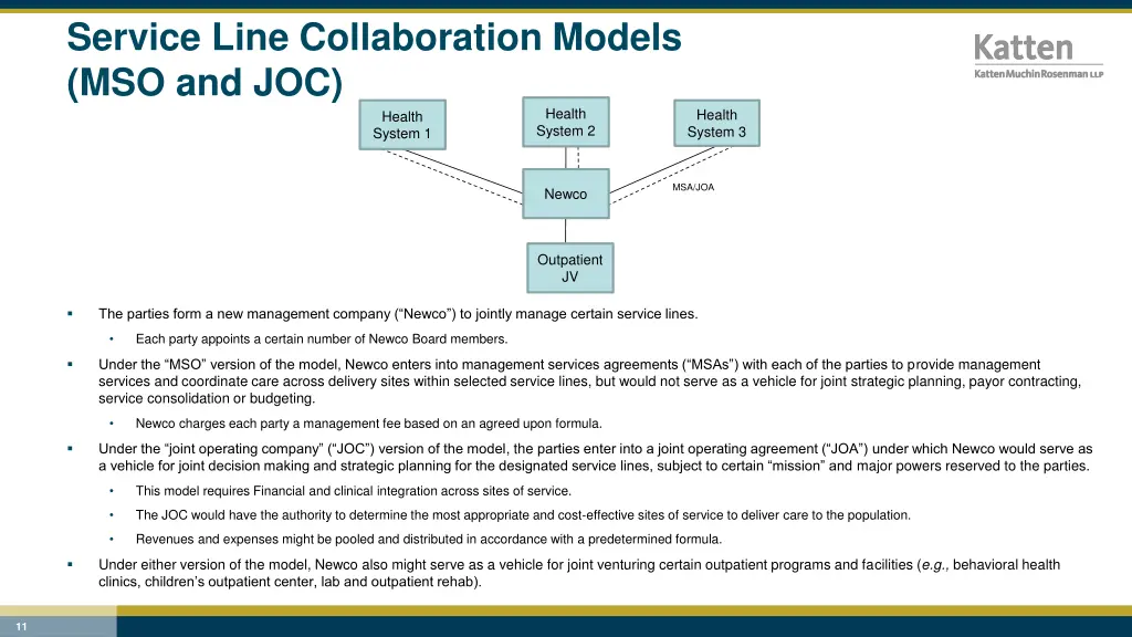 service line collaboration models mso and joc