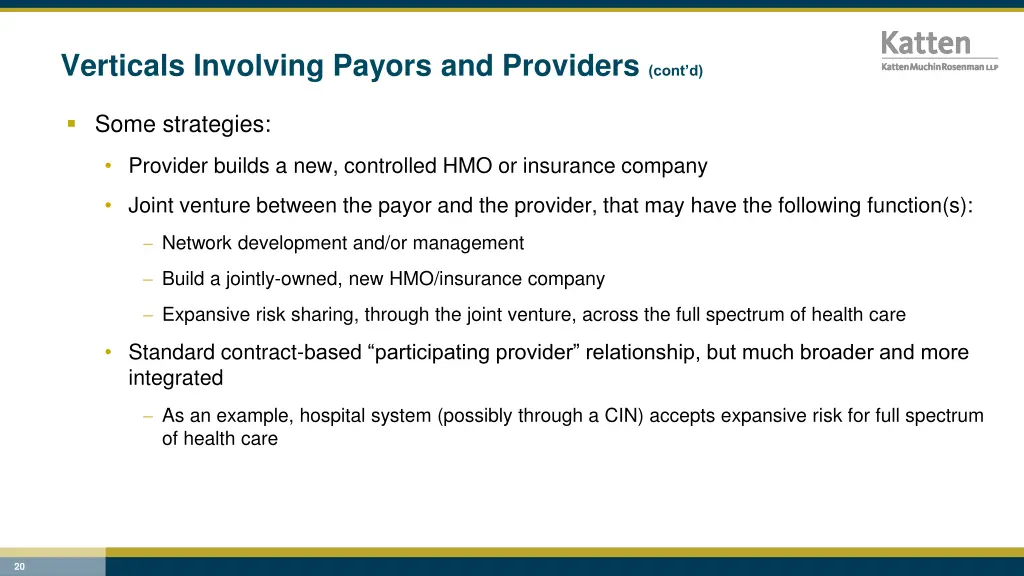 verticals involving payors and providers cont d