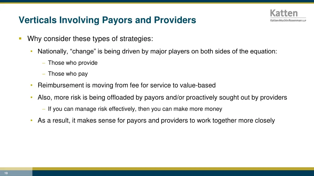 verticals involving payors and providers