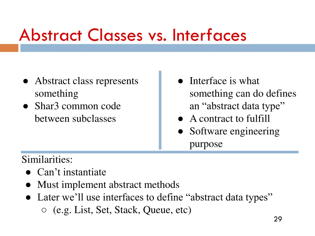 abstract classes vs interfaces