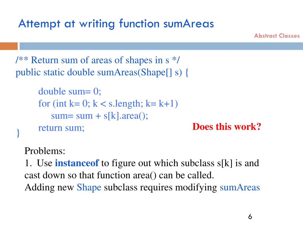 attempt at writing function sumareas