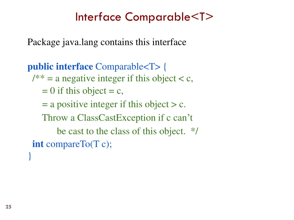 interface comparable t