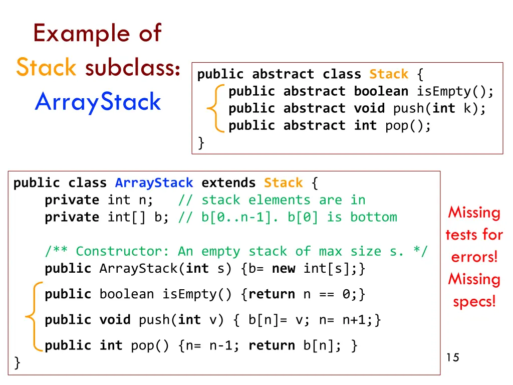 example of stack subclass arraystack