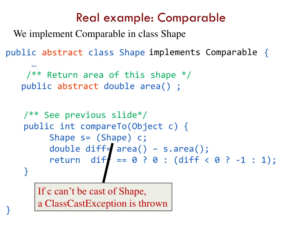 real example comparable we implement comparable