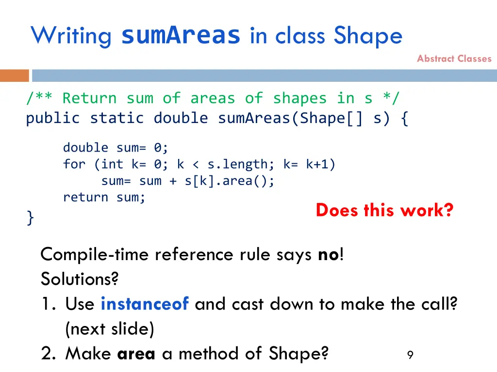 writing sumareas in class shape