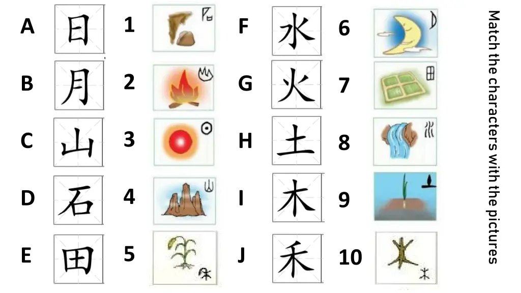 match the characters with the pictures