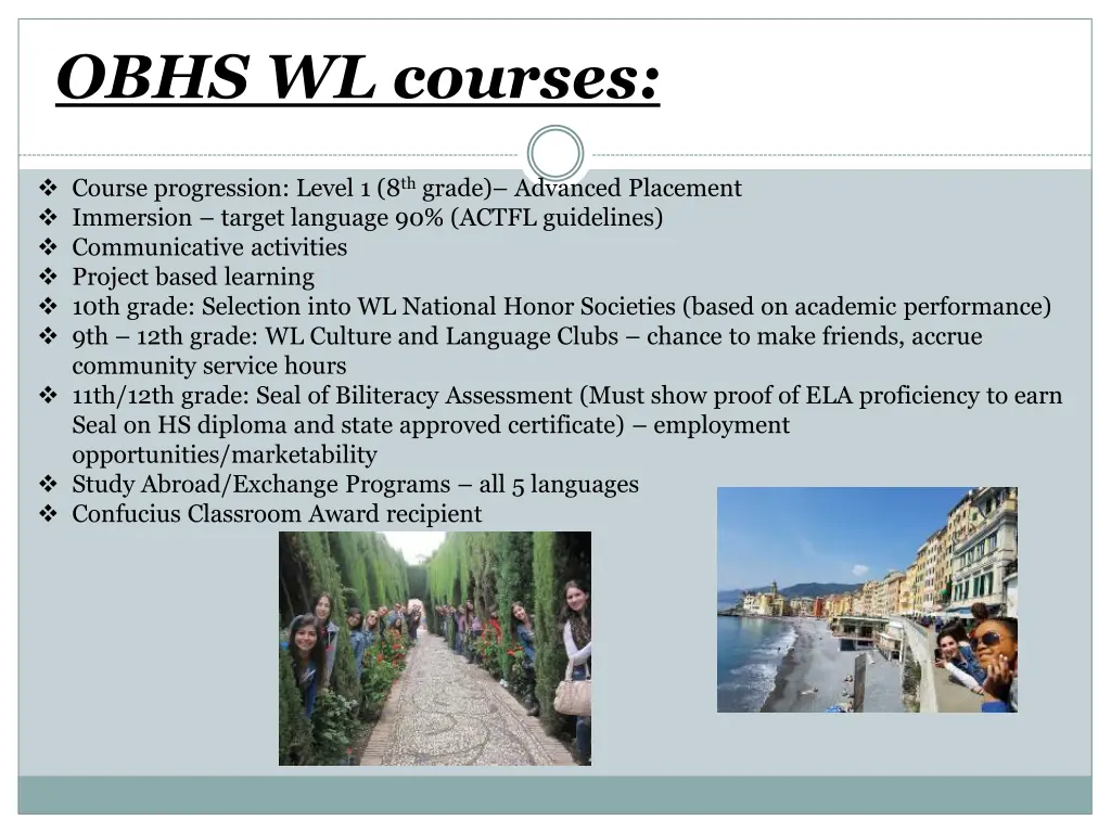 obhs wl courses