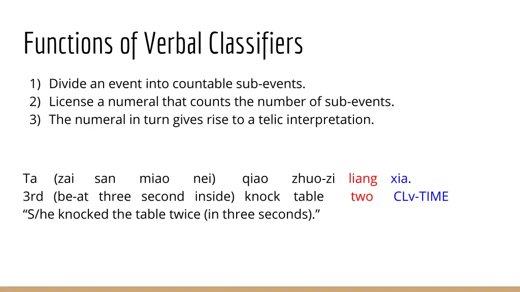 functions of verbal classifiers